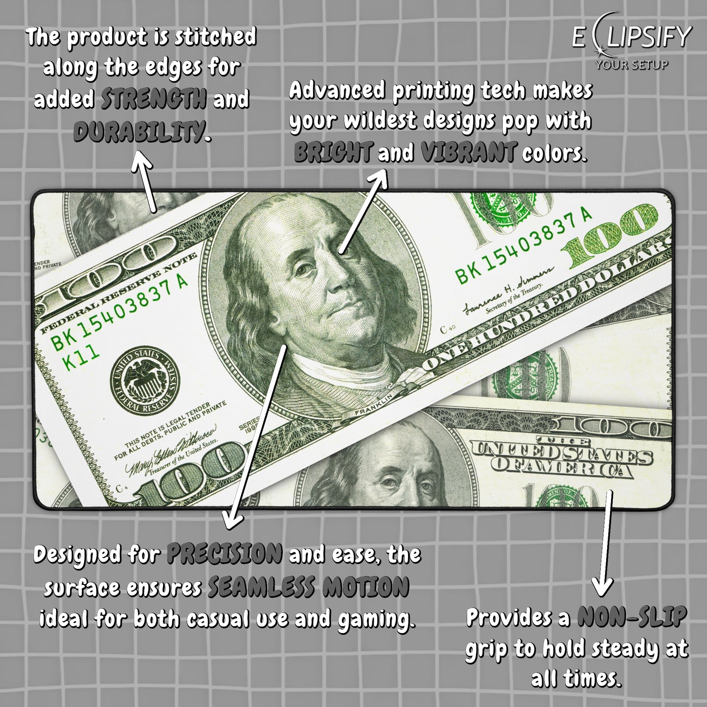 A Hundred Dollars: $100 Money Gaming Mouse Pad
