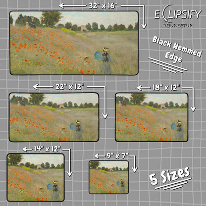 The Poppy Field: Claude Monet Mouse Pad