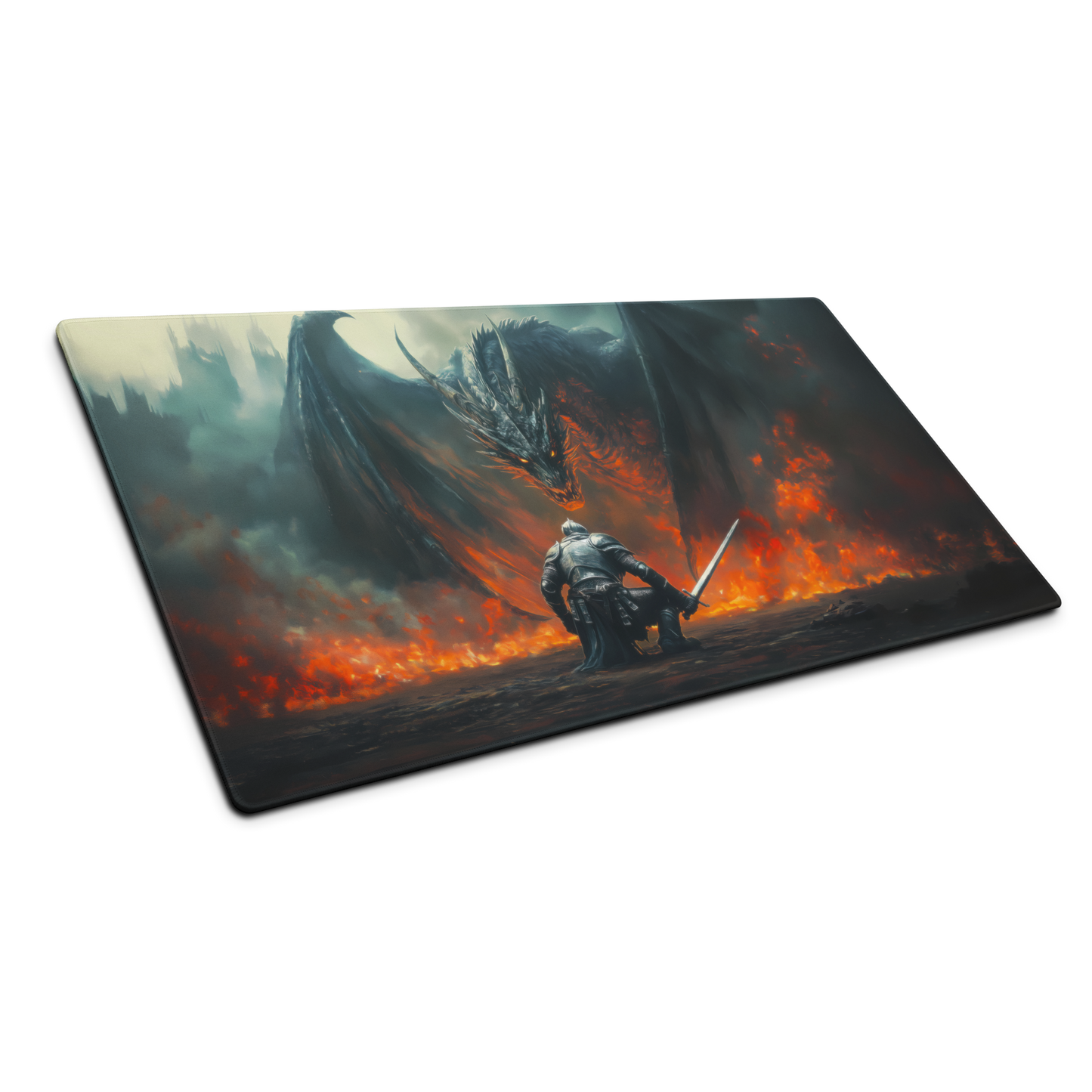 Inferno Duel: Dragon vs Knight Gaming Mouse Pad