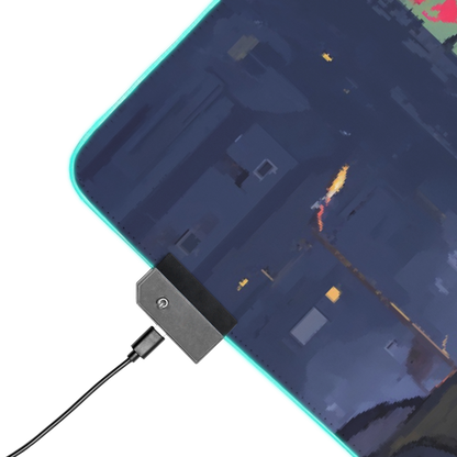 Bit City: Cyberpunk Pixel Art City Mouse Pad