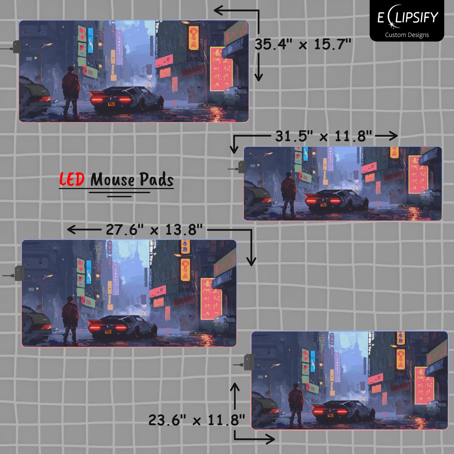 Bit City: Cyberpunk Pixel Art City Mouse Pad