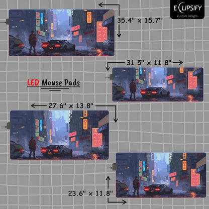 Bit City: Cyberpunk Pixel Art City Mouse Pad