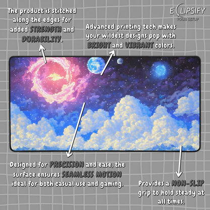 Beyond The Stars: Pixel Art Galaxy Gaming Mouse Pad