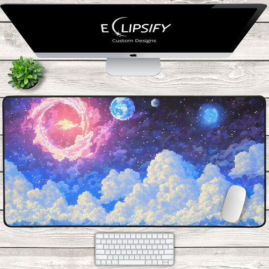 Beyond The Stars: Pixel Art Galaxy Gaming Mouse Pad