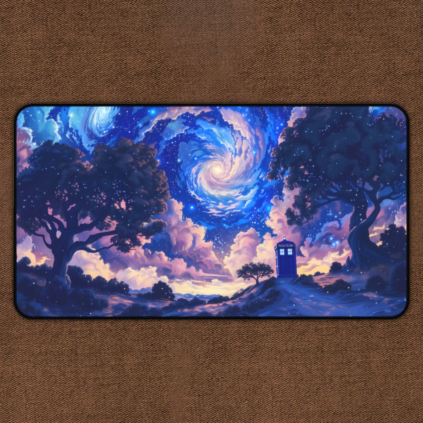 The Time Traveller: Purple Starry Night Police Box TCG Playmat