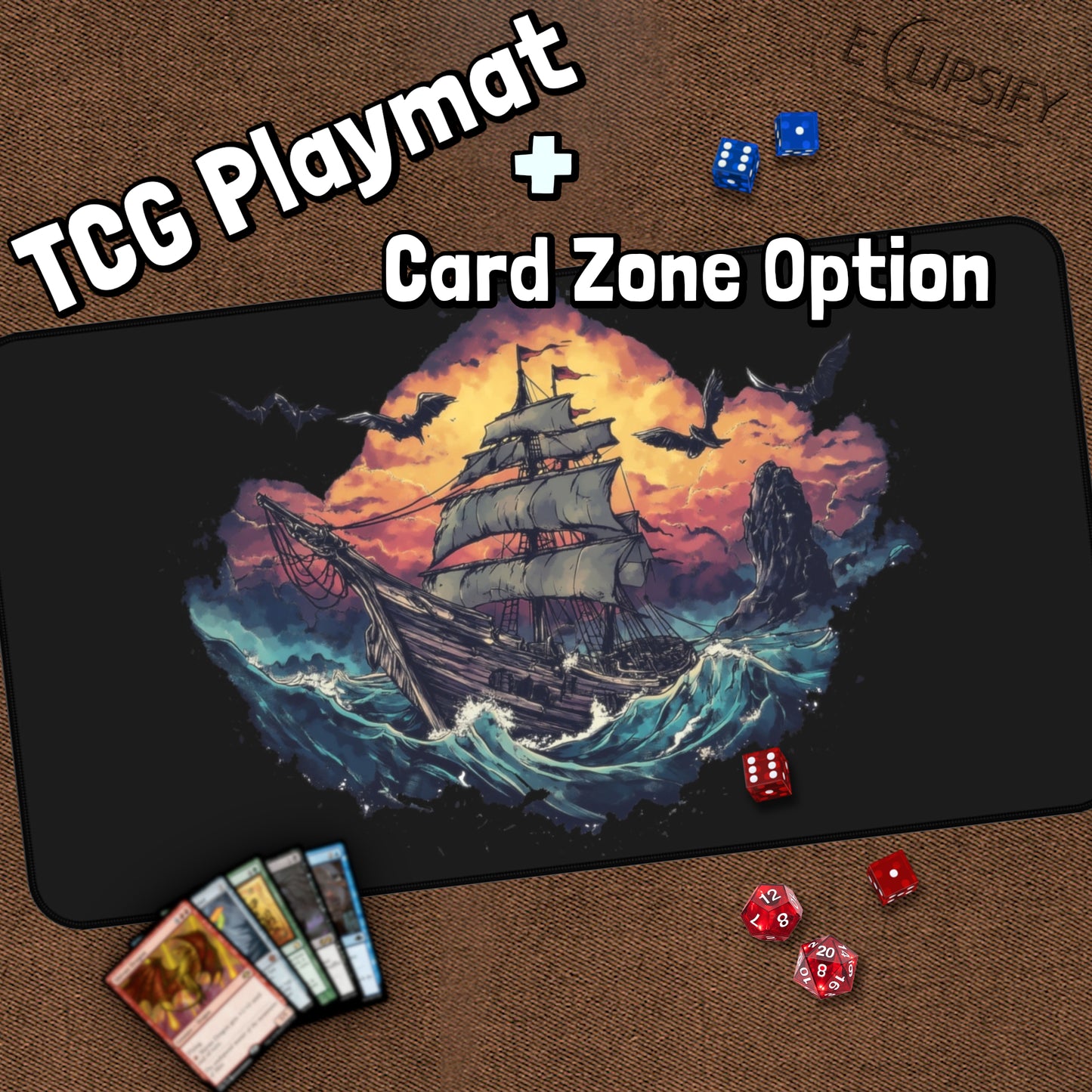 Tides Of Vengeance: Minimalist Pirate Ship TCG Playmat