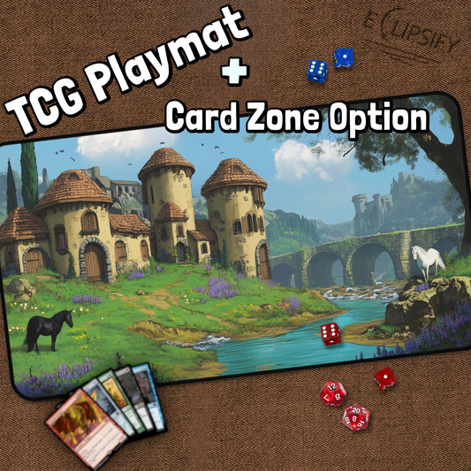 Peaceful Realm: Castle Landscape TCG Playmat