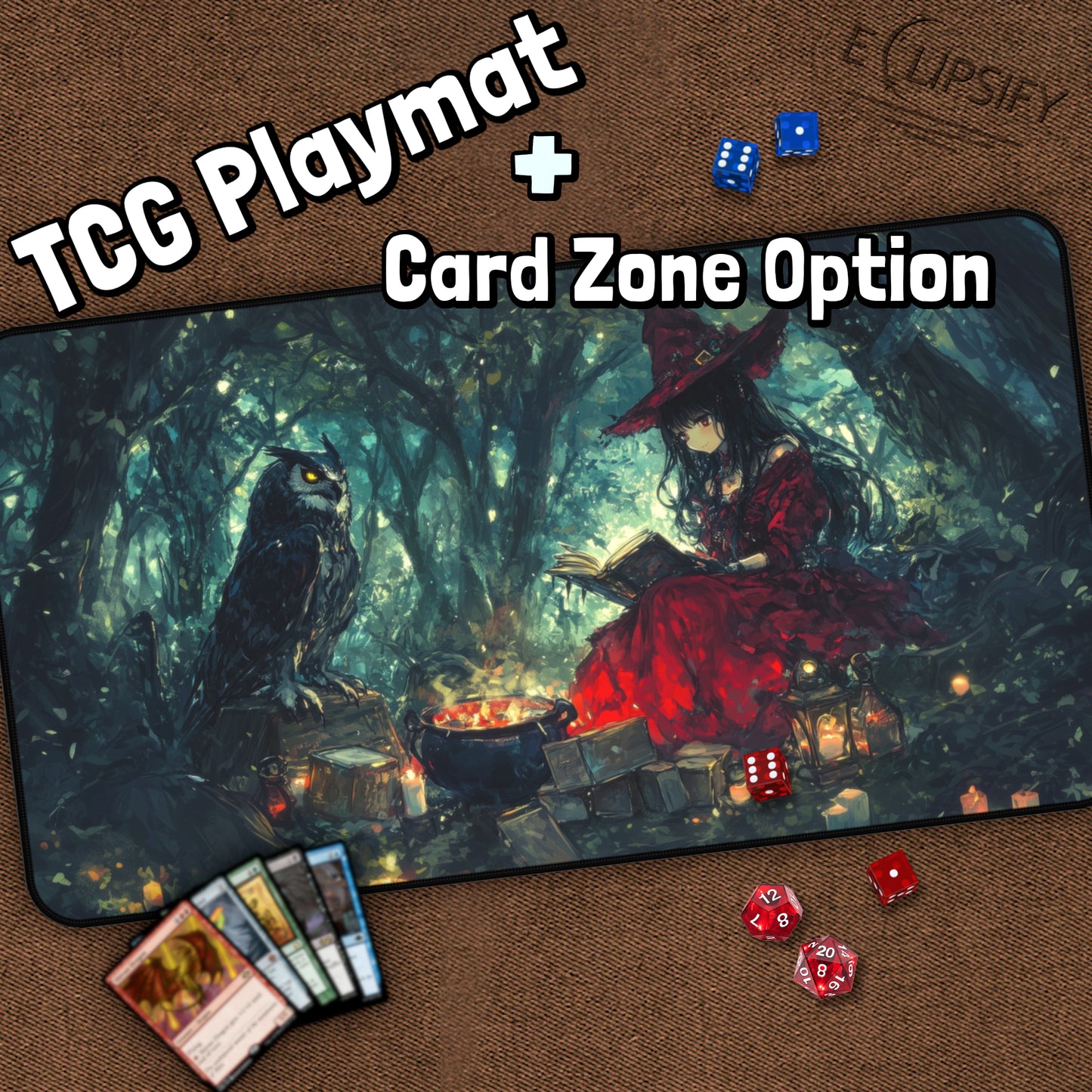 The Witch And Her Silent Companion: Witch And Owl TCG Playmat