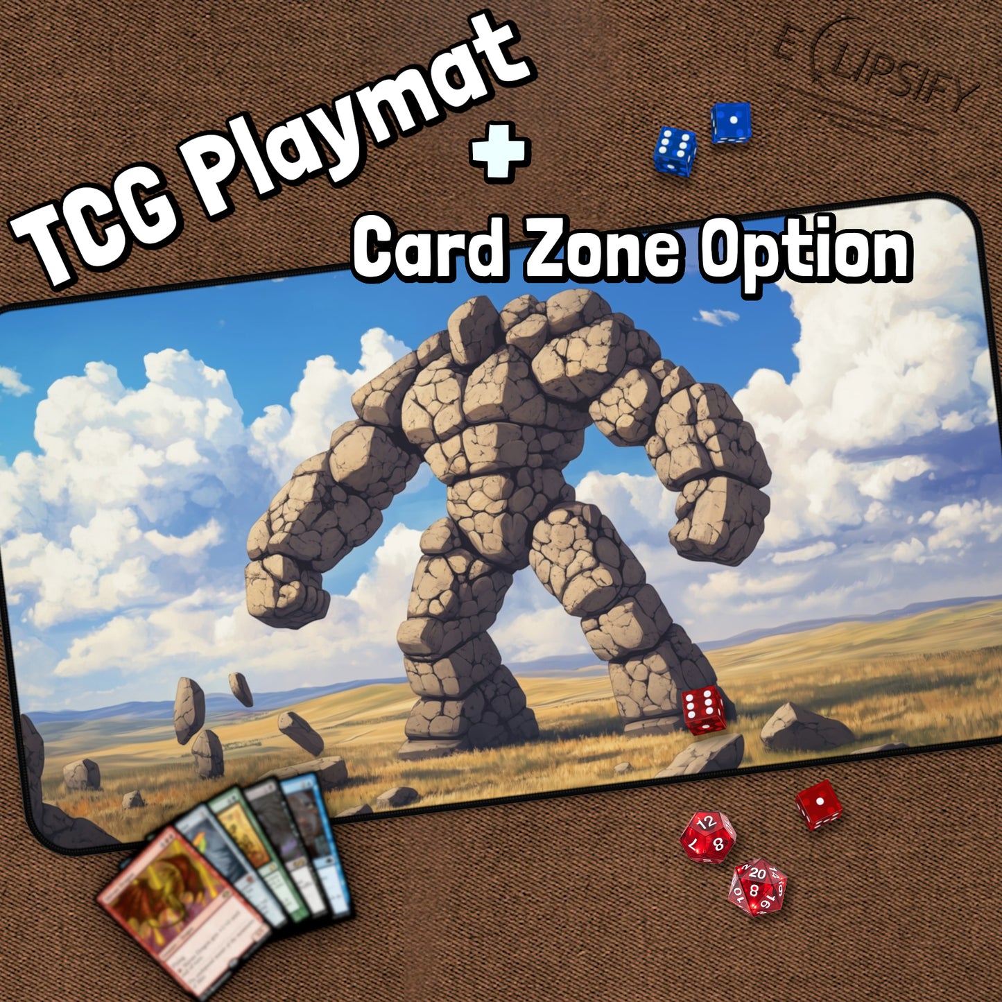 Ancient Earth Golem: Stone Golem TCG Playmat