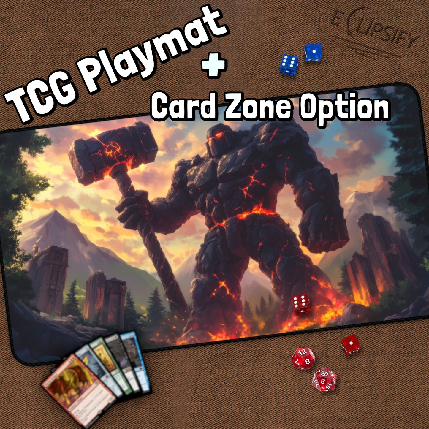 Molten Titan: Stone Golem TCG Playmat