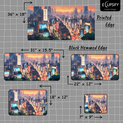 Digital District: Pixel Art Cyberpunk City Gaming Mouse Pad