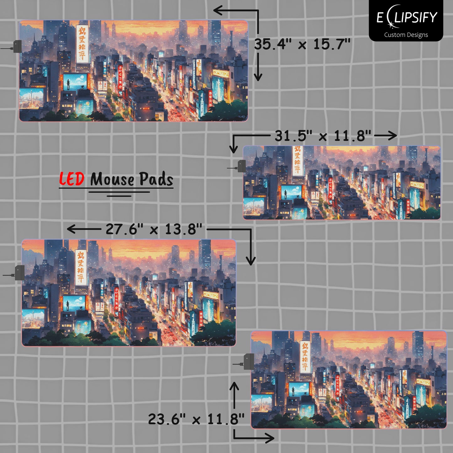 Digital District: Pixel Art Cyberpunk City Gaming Mouse Pad
