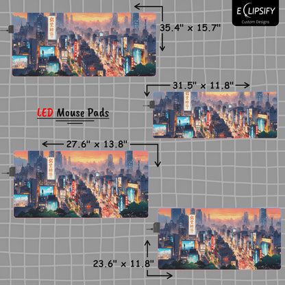 Digital District: Pixel Art Cyberpunk City Gaming Mouse Pad