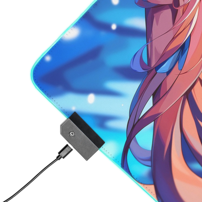 Frostfall Elegance: Crystal Anime Girl Gaming Mouse Pad