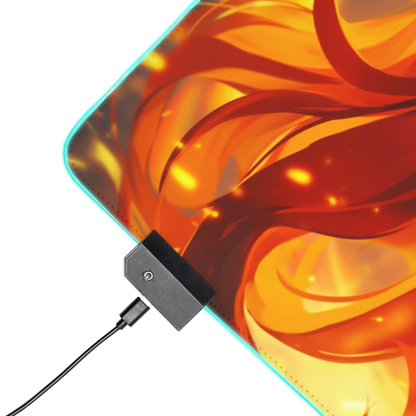 Fiery Elegance: Fire Anime Mage Girl Gaming Mouse Pad