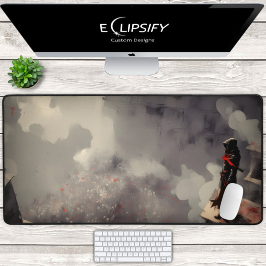 Hooded Guardian: Assassin Grey Gaming Mouse Pad