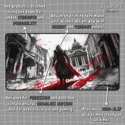Shadows of Deception: Assassin Gaming Mouse Pad