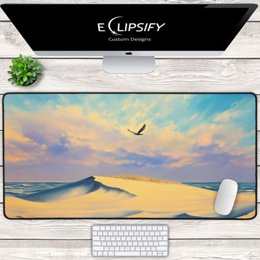 Flight Over Serenity: Bird Desert Art Gaming Mouse Pad
