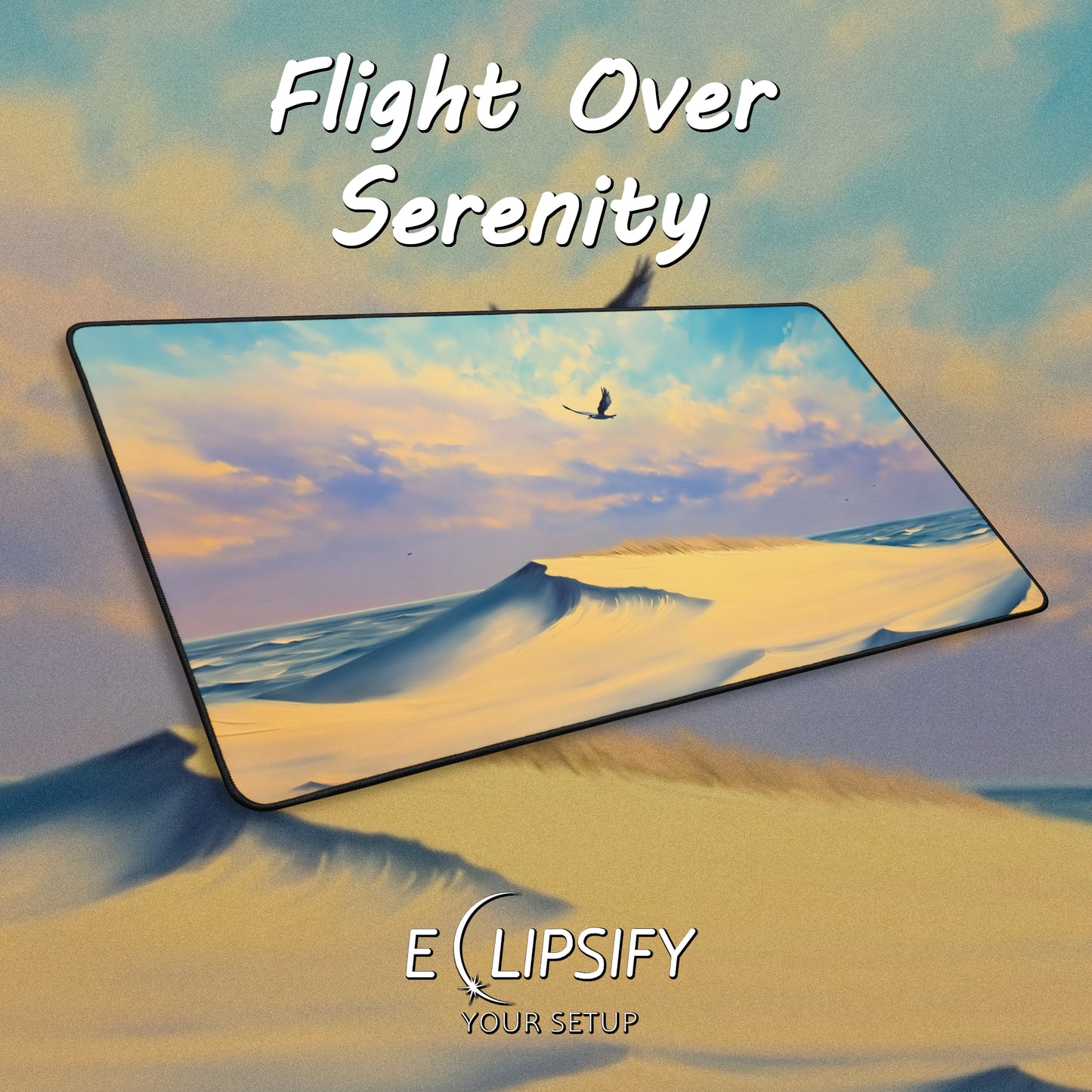 Flight Over Serenity: Bird Desert Art Gaming Mouse Pad