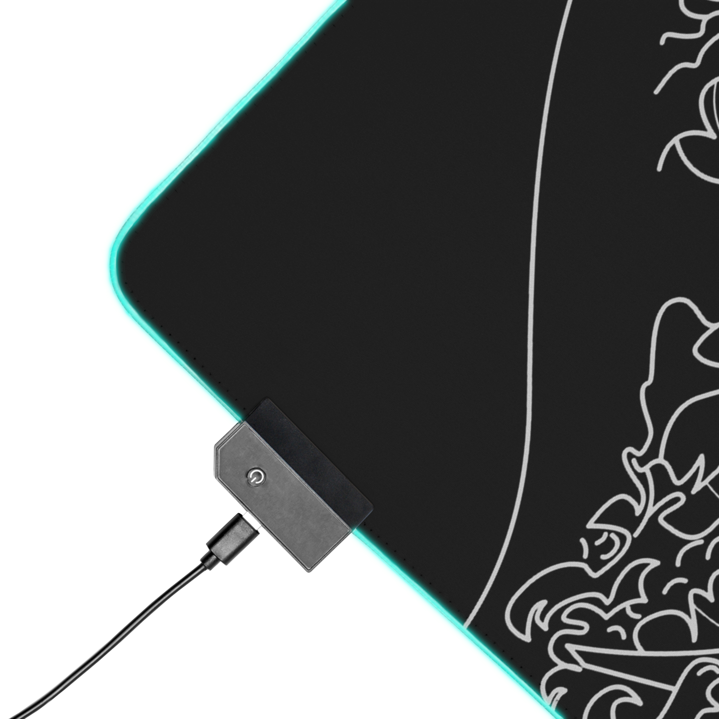 The Great Wave Off Kanagawa Black Minimalist Gaming Mouse Pad