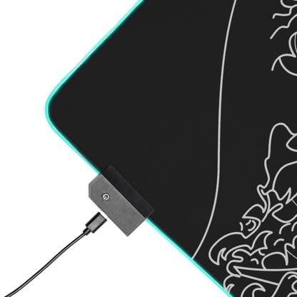 The Great Wave Off Kanagawa Black Minimalist Gaming Mouse Pad
