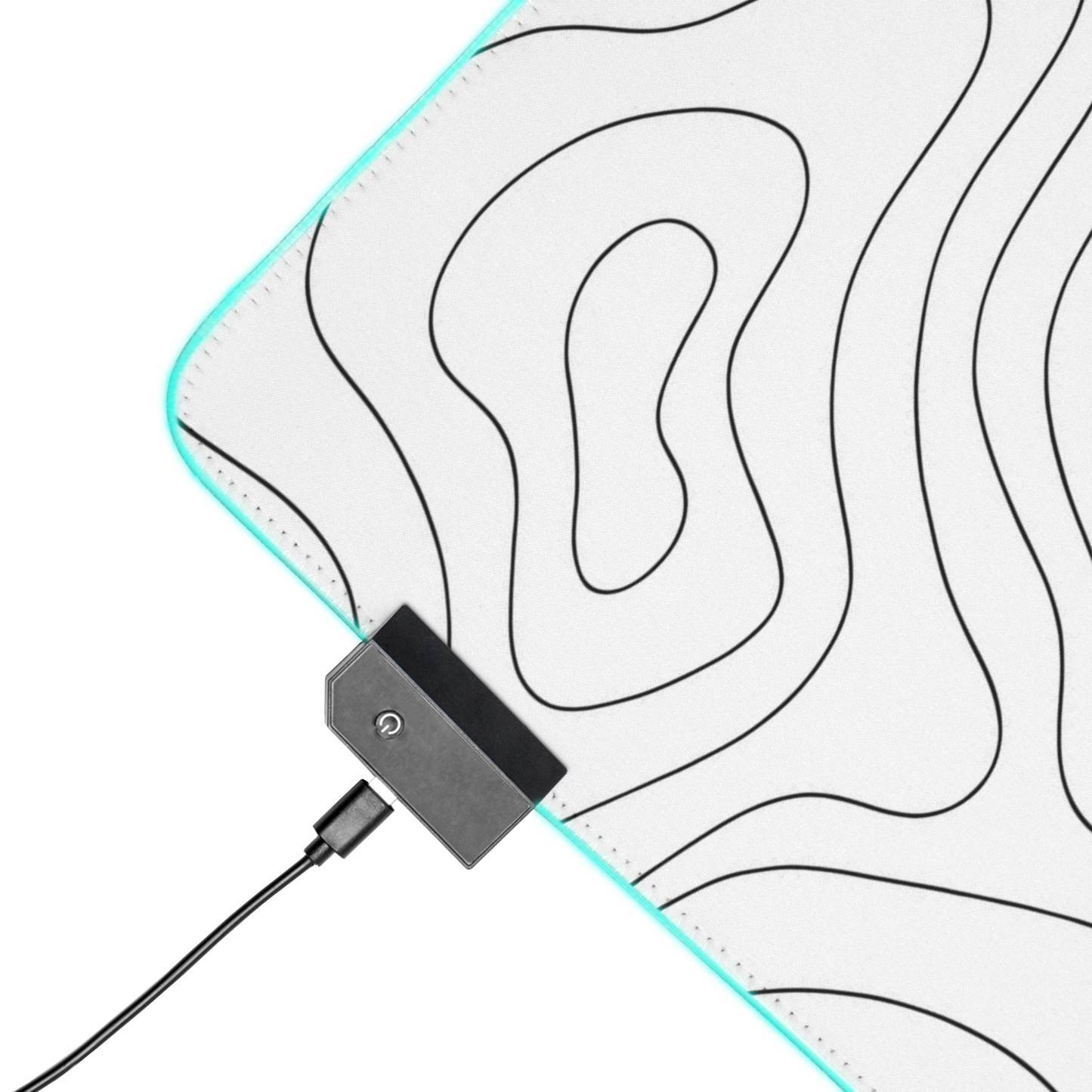 Contour Canvas: White Topographic Pattern Gaming Mouse Pad