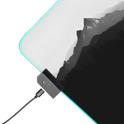 Monochrome Heights: Black Mountain Landscape Minimalist Mouse Pad
