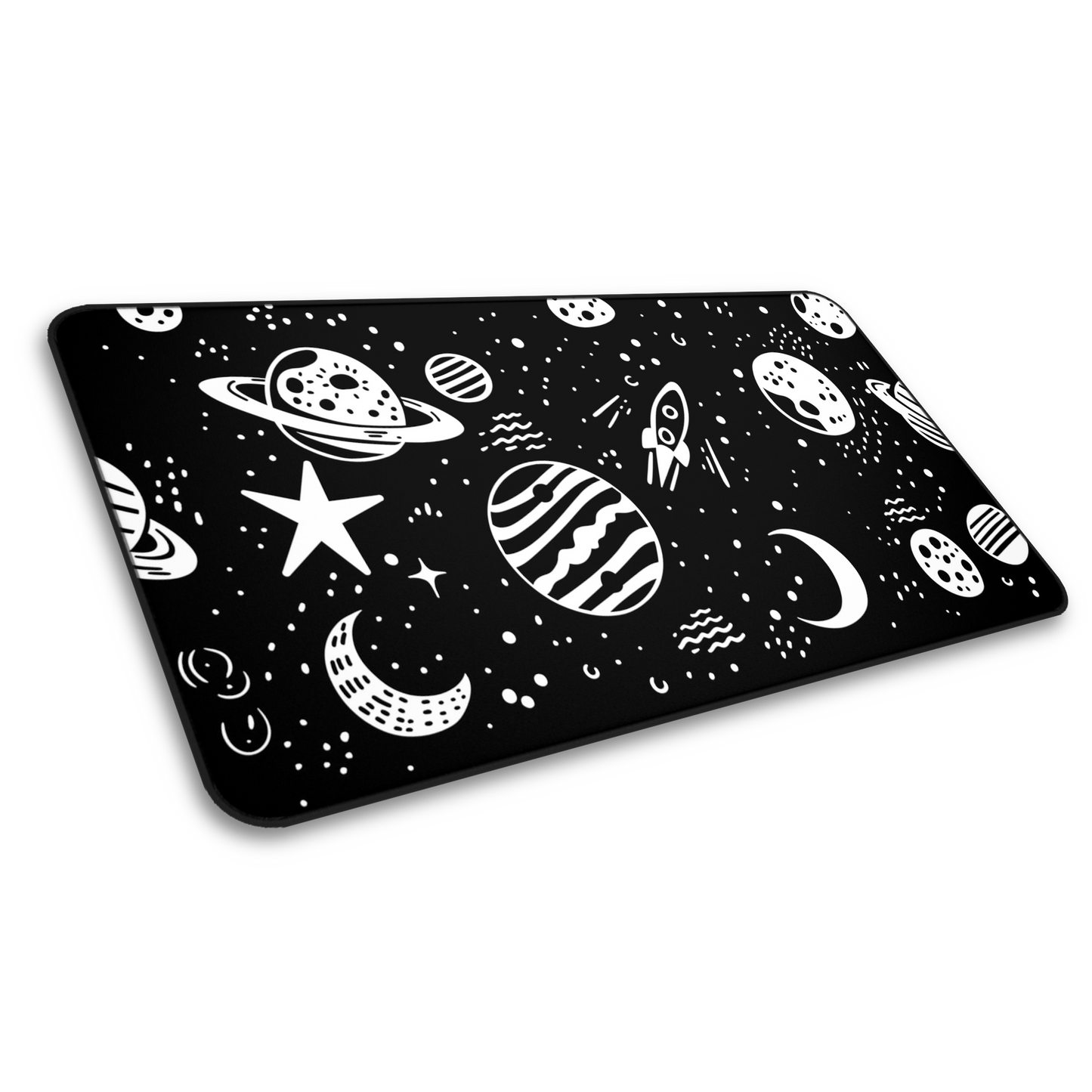 Stellar Lines: Black Space Pattern Minimalist Mouse Pad