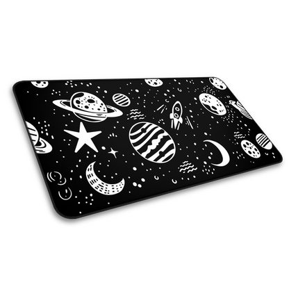 Stellar Lines: Black Space Pattern Minimalist Mouse Pad