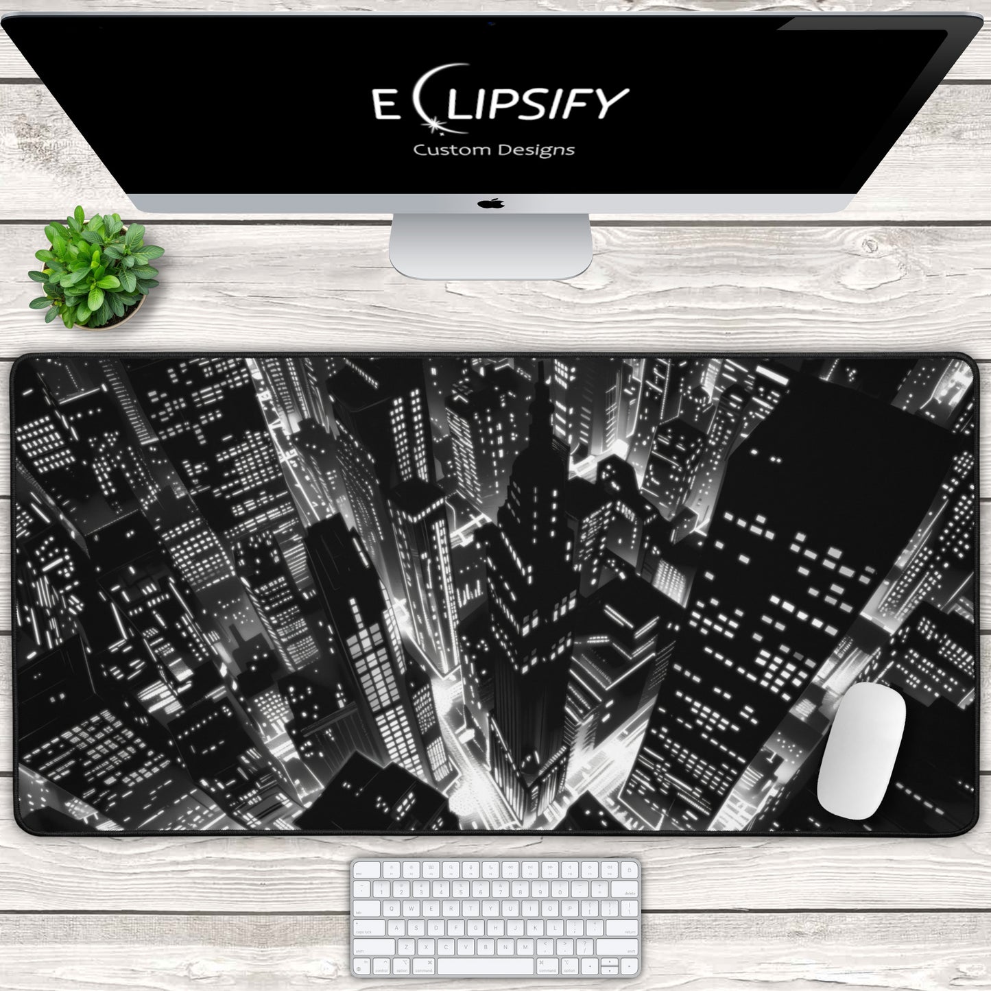Urban Monochrome: Black and White City Mouse Pad