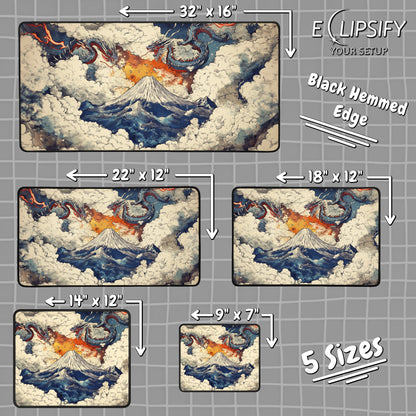 Burning Sky Serpent: Dragon Mountains Gaming Mouse Pad