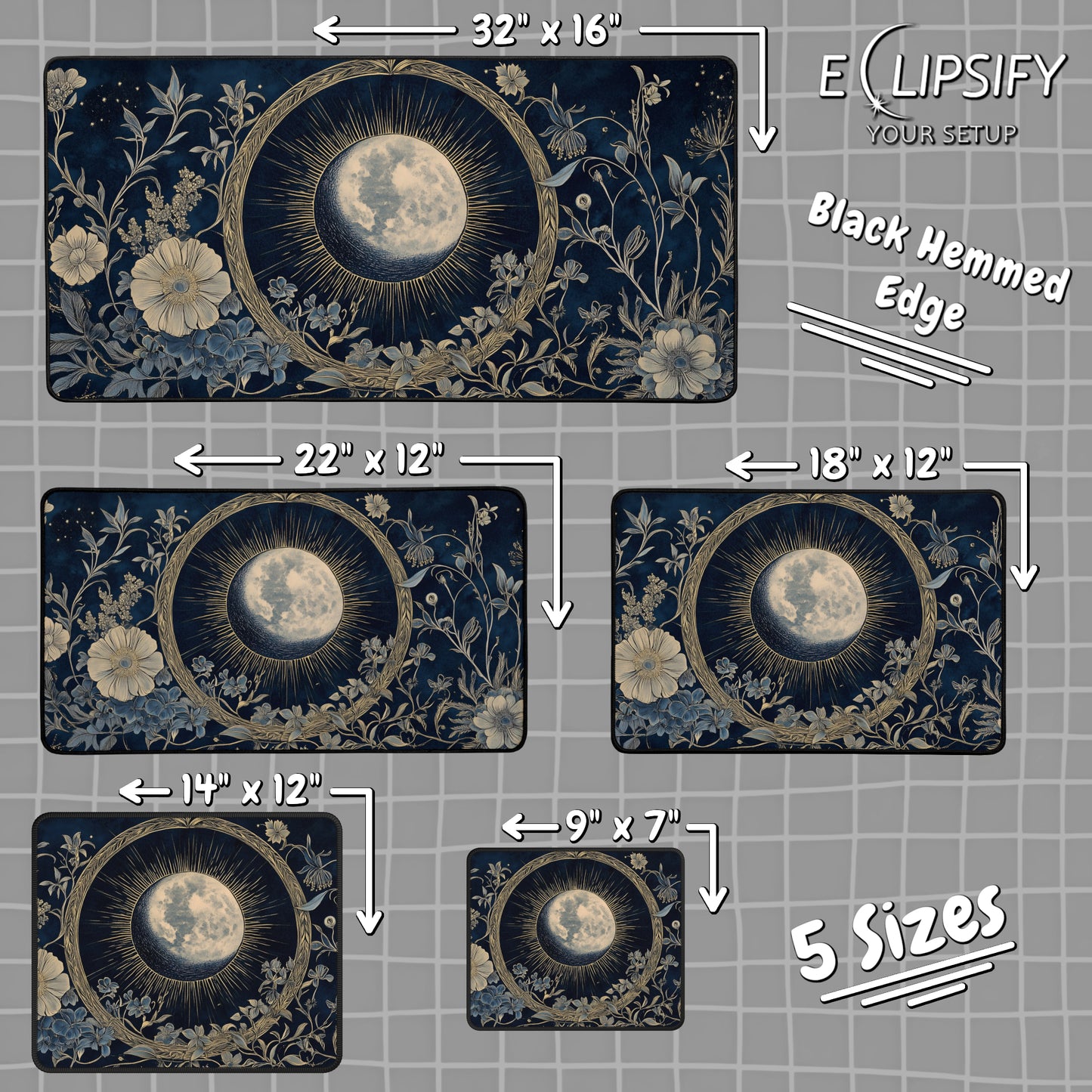 Midnight Moon: Celestial Moon Gaming Mouse Pad