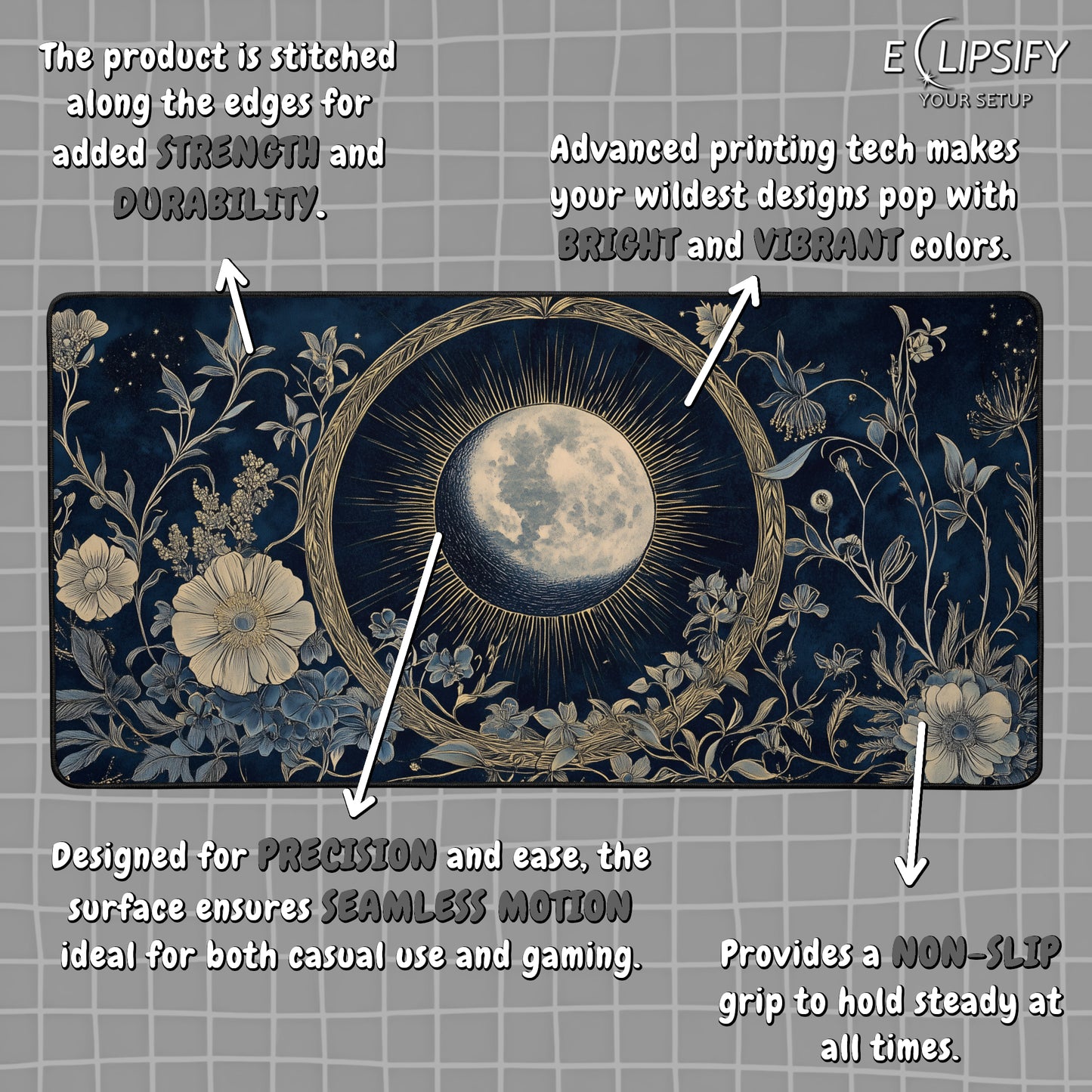 Midnight Moon: Celestial Moon Gaming Mouse Pad