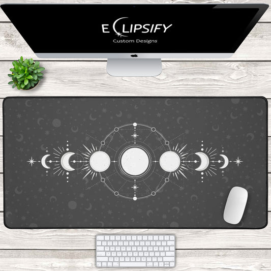Celestial Phases: Moon Grey Mouse Pad