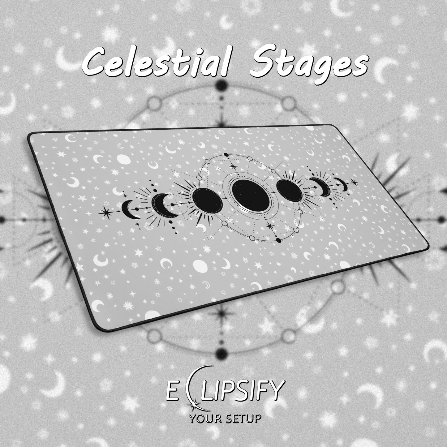 Celestial Stages: Moon White Mouse Pad
