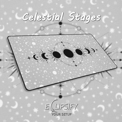 Celestial Stages: Moon White Mouse Pad