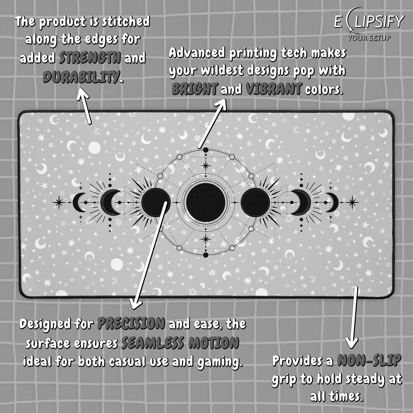 Celestial Stages: Moon White Mouse Pad