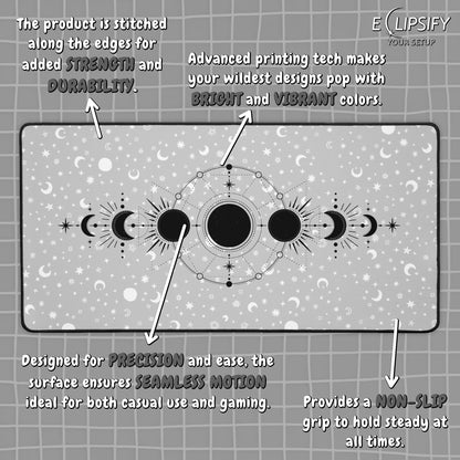 Celestial Stages: Moon White Mouse Pad