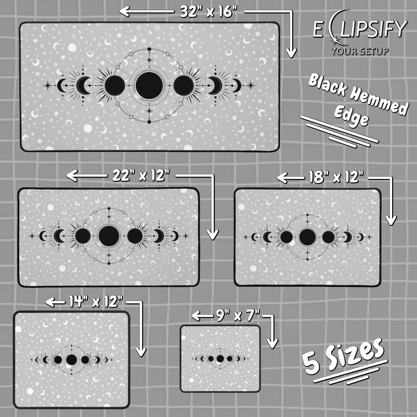 Celestial Stages: Moon White Mouse Pad