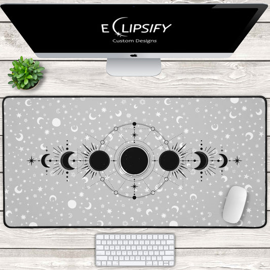 Celestial Stages: Moon White Mouse Pad
