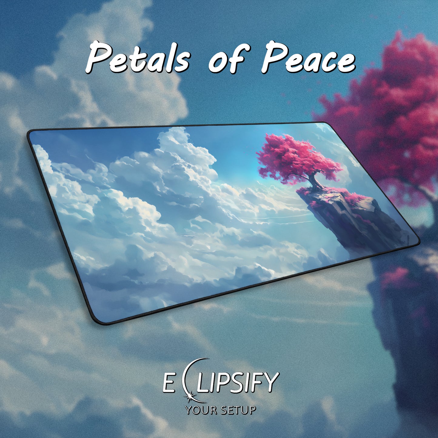 Petals of Peace: Cherry Blossom Tree Blue Mouse Pad