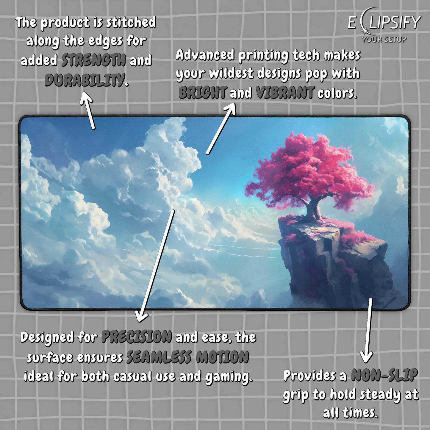 Petals of Peace: Cherry Blossom Tree Blue Mouse Pad