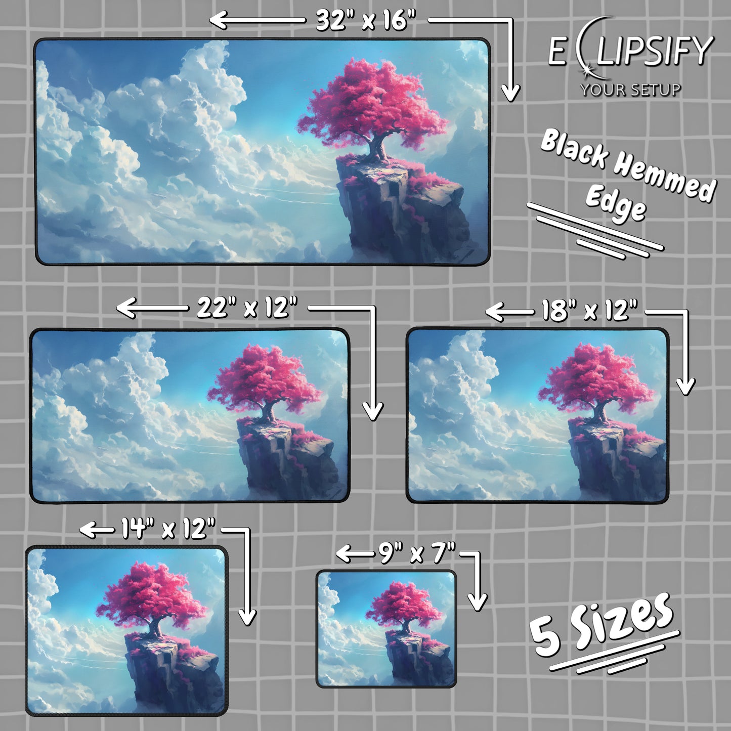 Petals of Peace: Cherry Blossom Tree Blue Mouse Pad