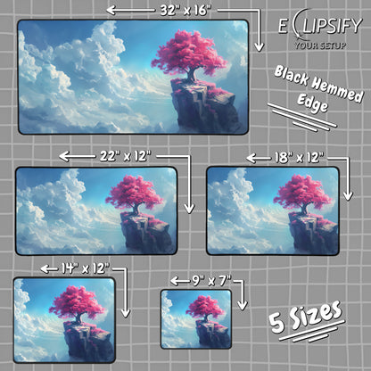 Petals of Peace: Cherry Blossom Tree Blue Mouse Pad