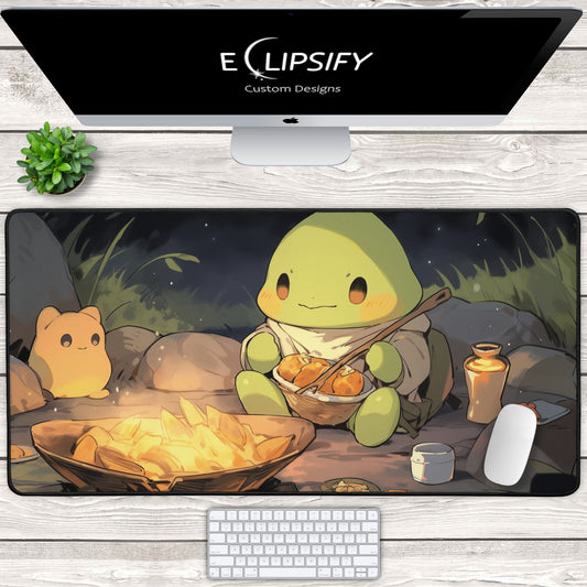 Cosy Feast: Cute Turtle Gaming Mouse Pad