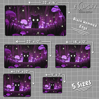 Mushroom Core: Kawaii Cat Purple Gaming Mouse Pad