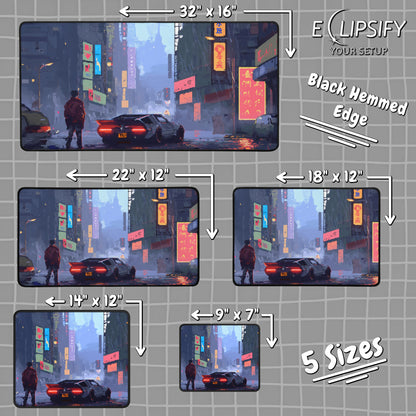 Bit City: Cyberpunk Pixel Art City Mouse Pad