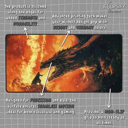 Inferno Clash: Warrior VS Dragon Gaming Mouse Pad