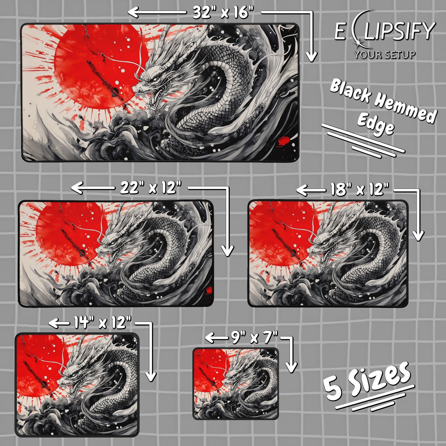 Sunfire Serpent: Dragon Gaming Mouse Pad