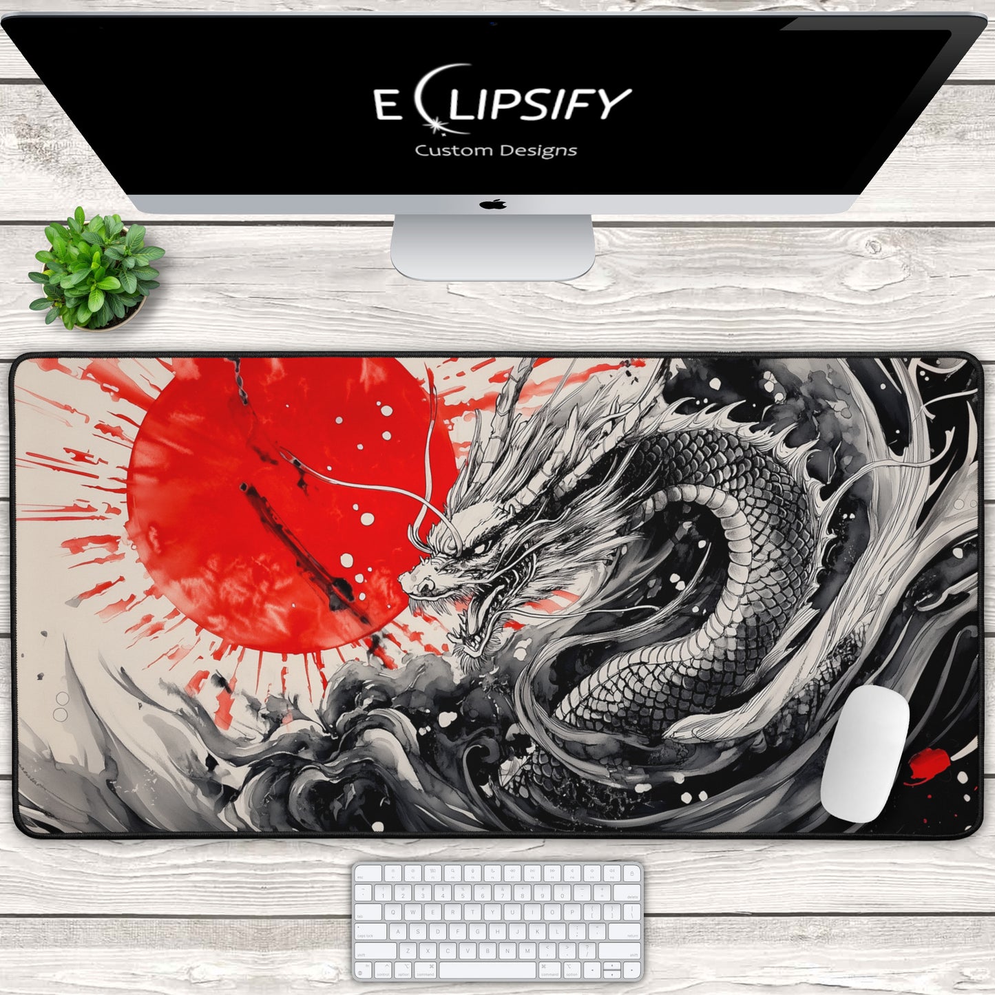 Sunfire Serpent: Dragon Gaming Mouse Pad